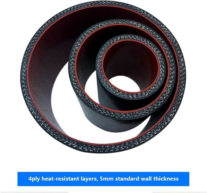 KDP 1.5" Straight Silicone Hose Coupler with 2 SS304 Worm Clamps, High Temp 4-Ply Reinforced 5MM Wall 3.0" Length (Qty 1) For Pipes Connecting Black - Image 4